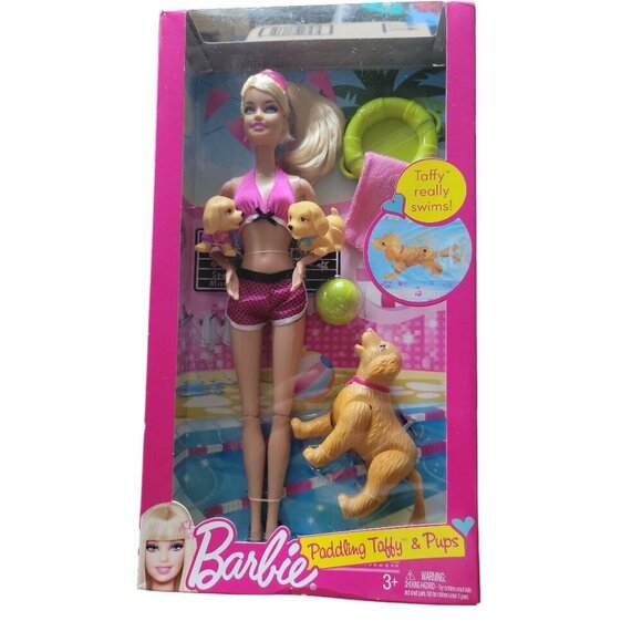 Barbie Paddling Taffy w/Dog Puppies #V8906 Bathing Suit